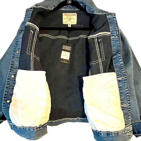 True Religion Oversized Glitter Denim Jacket Size: Medium - Picture 7 of 10